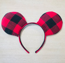 Load image into Gallery viewer, Checker Plaid Red Ears
